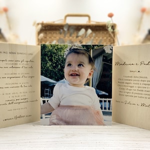 Bomboniera battesimo padrino, madrina, di battesimo. Personalizzata con foto e dedica per i padrini incisa nel retro del quadro