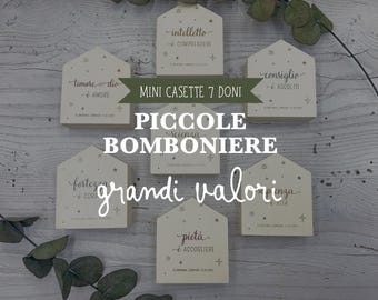 Idee bomboniere cresima: mini casette i sette doni dello spirito santo