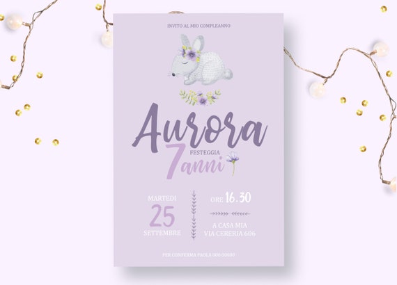 Invito Compleanno Invito Compleanno Whatsapp Invito Coniglietta Biglietto Compleanno Digitale