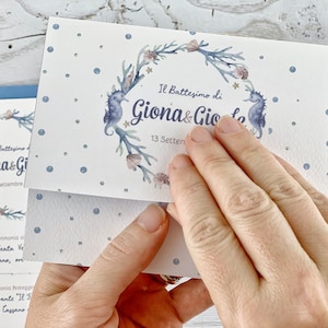 Biglietto ringraziamento per madrina e padrino battesimo, comunione