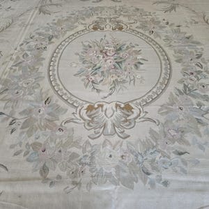 Aubusson rugs  french Aubusson flat wove rug Savanery rug Flemish carpet wool Aubusson rug European rugs,Needlepoint Aubusson 11&#39;9&quot;×15&#39;3