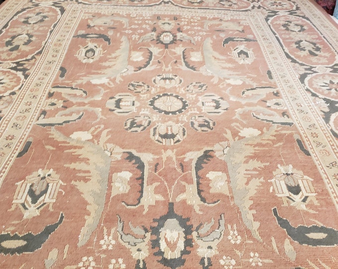 hand made soumak rug kilim flat woven kazak kilim Russian soumak Dhurrie vintage kelim size 9'×12'