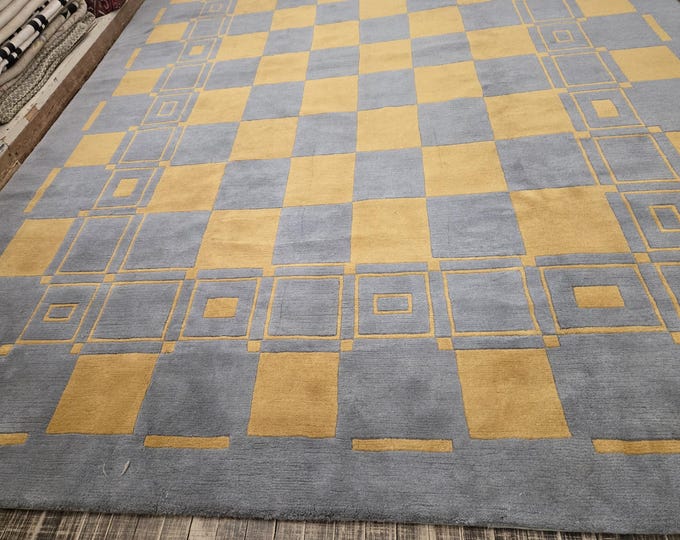 Chinese Art Deco Peking rug with long life symbol wool hand knotted Modern design excellent quality wool  rug size 8'x9'5" Tibetan rug