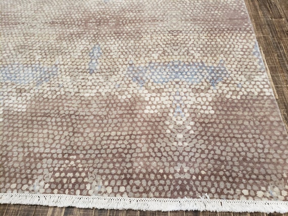 Modern hand knotted rug tribal rug geometric wool rug colorful rug Transitional rug Moroccan rug oushak rug Natural dyes rug 5'×8'