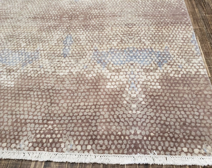 Modern hand knotted rug tribal rug geometric wool rug colorful rug Transitional rug Moroccan rug oushak rug Natural dyes rug 5'×8'