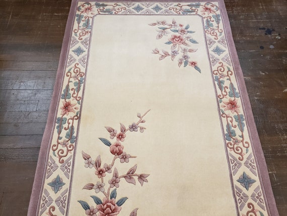 Chinese Art Deco Peking rug  90 line wool hand knotted  rug wool vintage rug size 3'×5' oriental rug   royal blue Chinese rug aubsson  rug