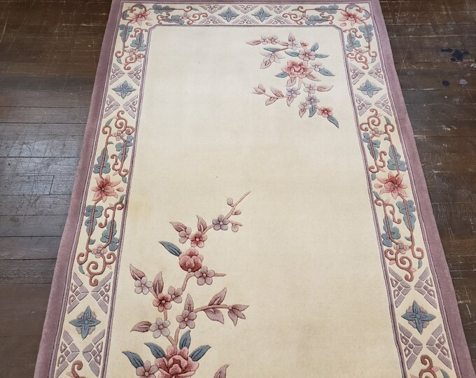 Chinese Art Deco Peking rug  90 line wool hand knotted  rug wool vintage rug size 3'×5' oriental rug   royal blue Chinese rug aubsson  rug