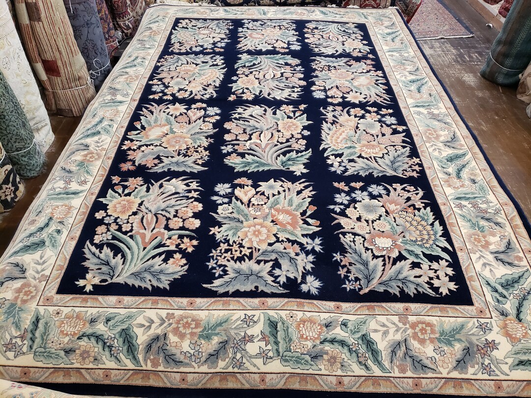 Chinese Peking Wool Rug: 6x9 Aubusson, English Garden Design - Etsy