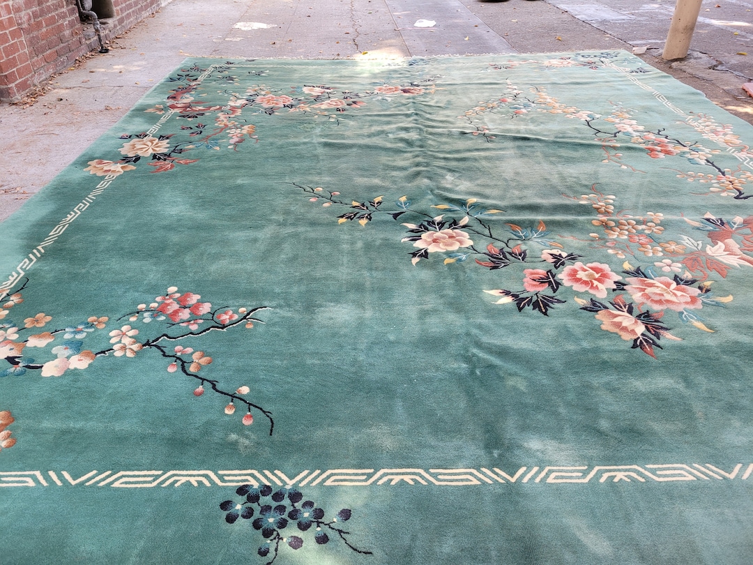 Art Deco Chinese Rug 1930's Vintage Antique Chinese Rug Wool Chinese ...
