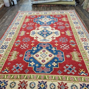 Kazak rugs kazak oriental rugs super kazak rug Afgan kazak  caucasian rugs Pakistani kazak  tribal rugs hand knotted kazak rug size &#39;×8&#39;10&quot;