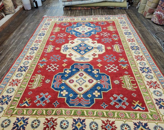 Kazak rugs kazak oriental rugs super kazak rug Afgan kazak  caucasian rugs Pakistani kazak  tribal rugs hand knotted kazak rug size '×8'10"