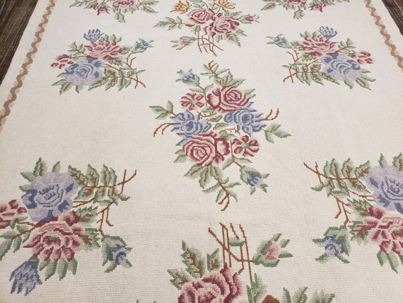 Portuguese needlepoint rugs  Aubusson flat wove rug Savanery rug Flemish carpet wool Aubusson rug European rugs,Needlepoint ivory needlepoin