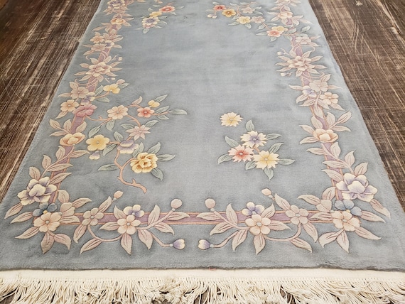 Chinese Art Deco Peking rug  90 line wool hand knotted excellent quality wool  Chinese rug size 4'×6' oriental rug blue&beige