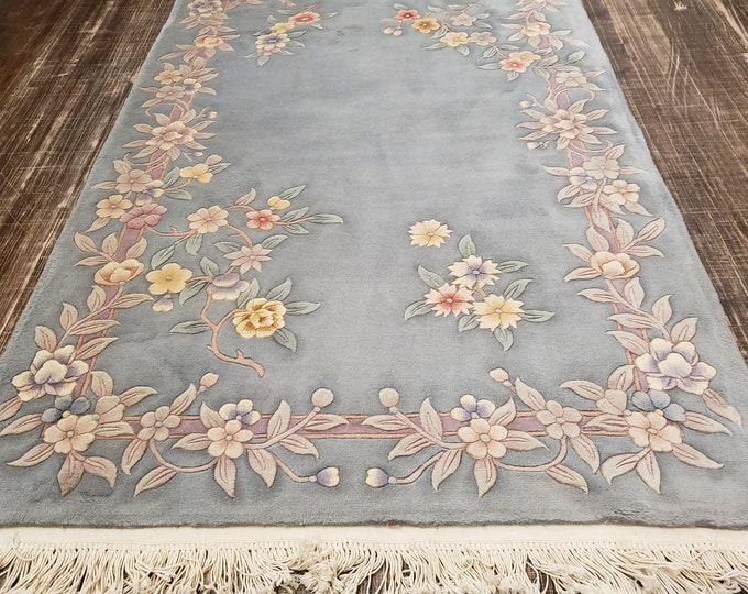 Chinese Art Deco Peking rug  90 line wool hand knotted excellent quality wool  Chinese rug size 4'×6' oriental rug blue&beige