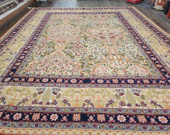 Aubusson rugs  french Aubusson flat wove rug Savanery rug Flemish carpet wool Aubusson rug European rugs,Needlepoint gold Aubusson 8'×10'