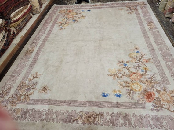 Chinese Art Deco Peking rug  90 line wool hand knotted excellent quality wool vintage rug size 8'6"x11'4" Tibetan rug