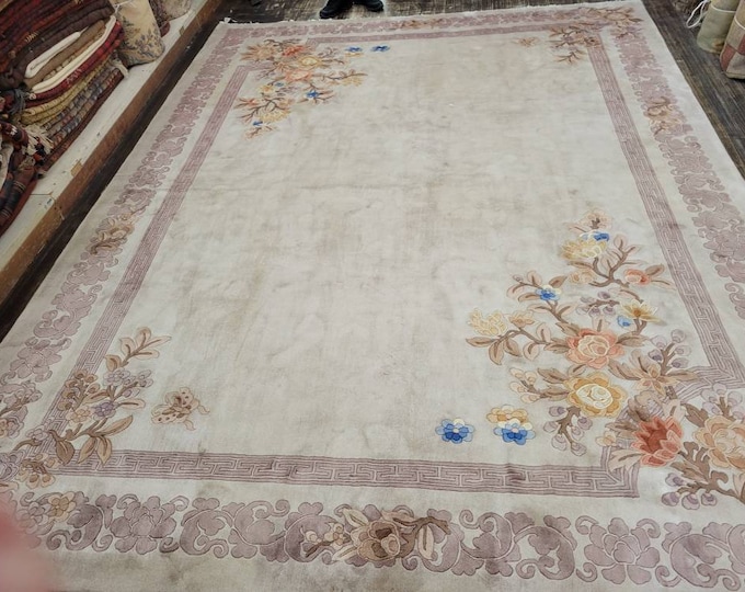 Chinese Art Deco Peking rug  90 line wool hand knotted excellent quality wool vintage rug size 8'6"x11'4" Tibetan rug