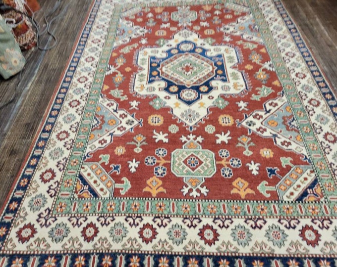 Kazak rugs kazak oriental rugs super kazak rug Afgan kazak  caucasian rugs Pakistani kazak  tribal rugs hand knotted kazak rug size '×8'10"