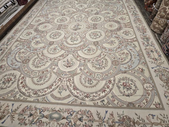 Aubusson rugs  french Aubusson flat wove rug Savanery rug Flemish carpet wool Aubusson rug European rugs,Needlepoint red  Aubusson 9'×12'