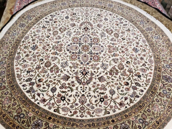 Red Round finely woven hand knotted Indian jaypour wool rug durable rug Turkish rug round Red rug sino persian Round wool rug 8×8 Round rug