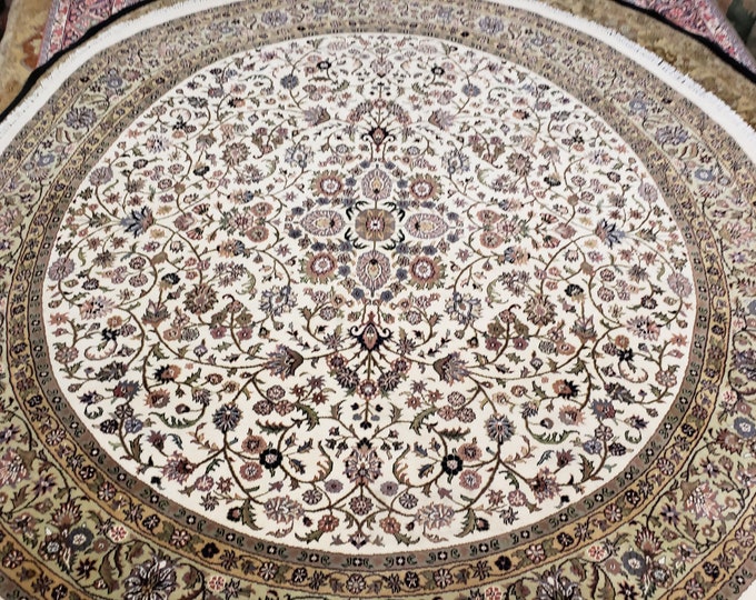 Red Round finely woven hand knotted Indian jaypour wool rug durable rug Turkish rug round Red rug sino persian Round wool rug