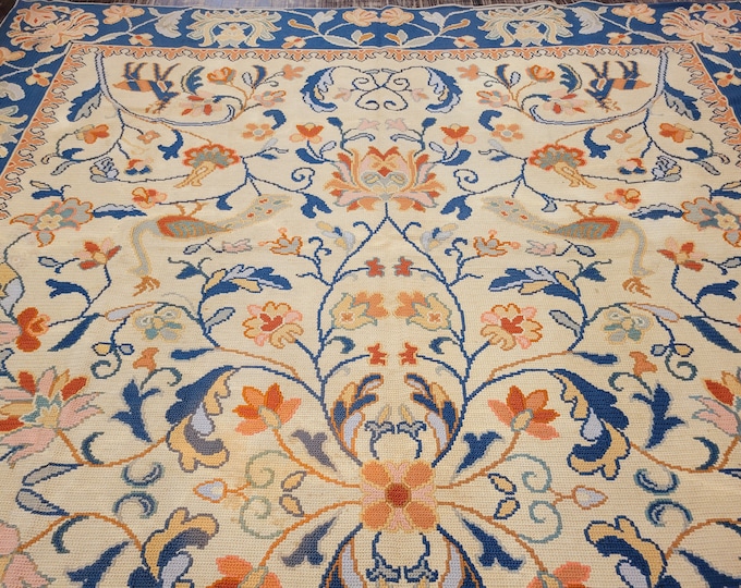 Portuguese needlepoint rugs  Aubusson flat wove rug Savanery rug Flemish carpet wool Aubusson rug European rugs,Needlepoint ivory needlepoin