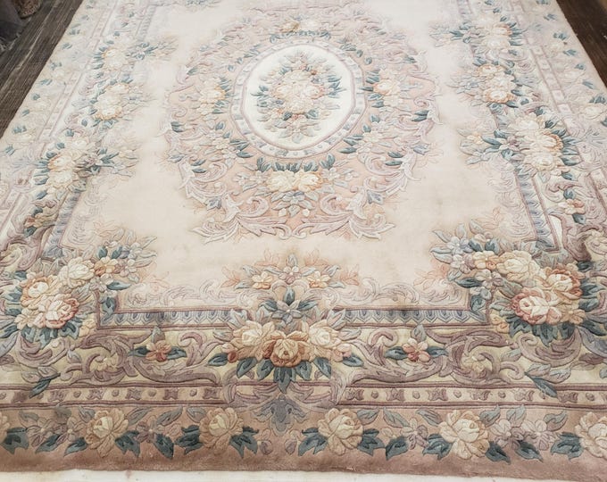 Art Deco  Chinese rug Peking rug  90 line wool hand knotted   rug excellent quality wool vintage Aubusson Design size 8'×10'