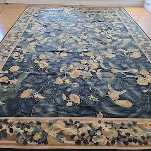 Aubusson rugs  french Aubusson flat wove rug Savanery rug Flemish carpet wool Aubusson rug European rugs,Needlepoint Aubusson 12&#39;×16&#39;