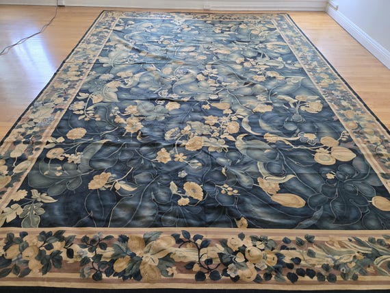 Aubusson rugs  french Aubusson flat wove rug Savanery rug Flemish carpet wool Aubusson rug European rugs,Needlepoint Aubusson 12'×16'