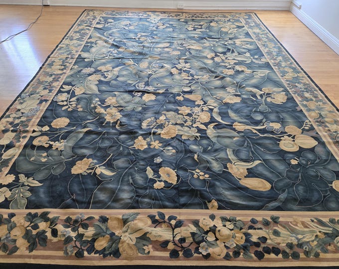 Aubusson rugs  french Aubusson flat wove rug Savanery rug Flemish carpet wool Aubusson rug European rugs,Needlepoint Aubusson 12'×16'