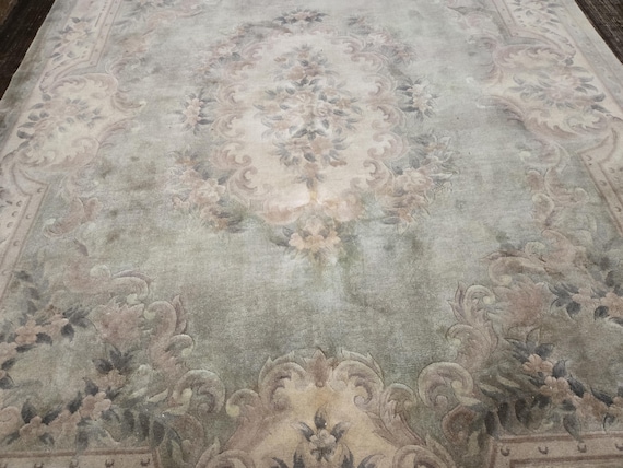 Chinese Art Deco Peking rug  90 line wool hand knotted excellent quality wool vintage rug size 8'×10' oriental rug blue & white rug