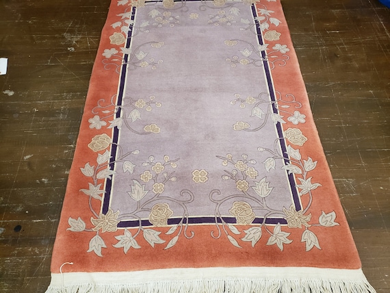 Chinese Art Deco Peking rug  90 line wool hand knotted  rug wool vintage rug size 3'×5' oriental rug orange  Chinese rug aubsson  rug