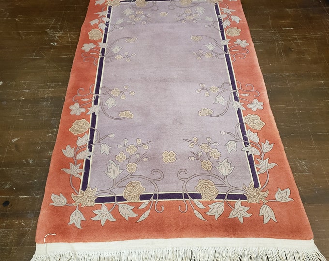 Chinese Art Deco Peking rug  90 line wool hand knotted  rug wool vintage rug size 3'×5' oriental rug   royal blue Chinese rug aubsson  rug
