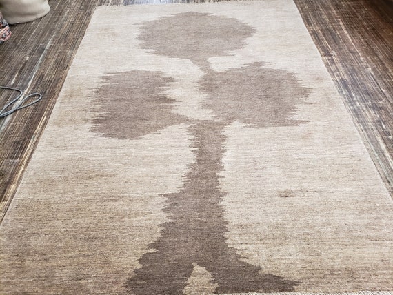 Modern hand knotted rug tribal rug geometric wool rug colorful rug Transitional rug Moroccan rug oushak rug Natural dyes rug 5'5"×8'