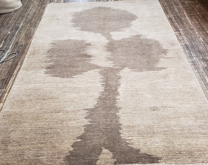 Modern hand knotted rug tribal rug geometric wool rug colorful rug Transitional rug Moroccan rug oushak rug Natural dyes rug 5'5"×8'