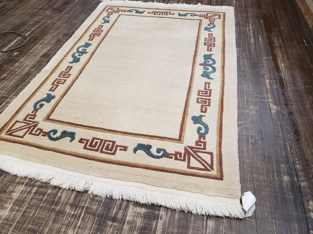 Hand-knotted Tibetan Wool Rug, Long Life Symbol (4'x6') - Etsy