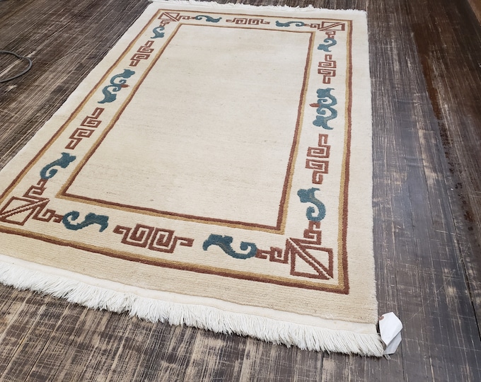 Chinese Art Deco Peking rug with long life symbol wool hand knotted excellent quality wool  rug size 4'x6' Tibetan rug