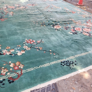 1950s Chinese Rug Art Deco Chinese Rug, 1930s Wool Floral Carpet (12'x16') - Etsy