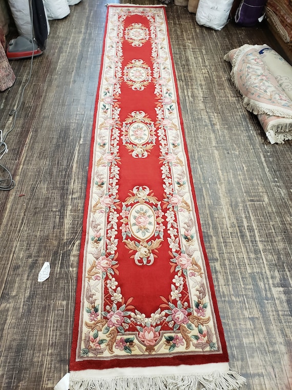 Chinese Art Deco runner Peking rug  90 line wool hand knotted  rug Aubusson Chinese rug size 2'6"×1'4" oriental rug red Chinese rug