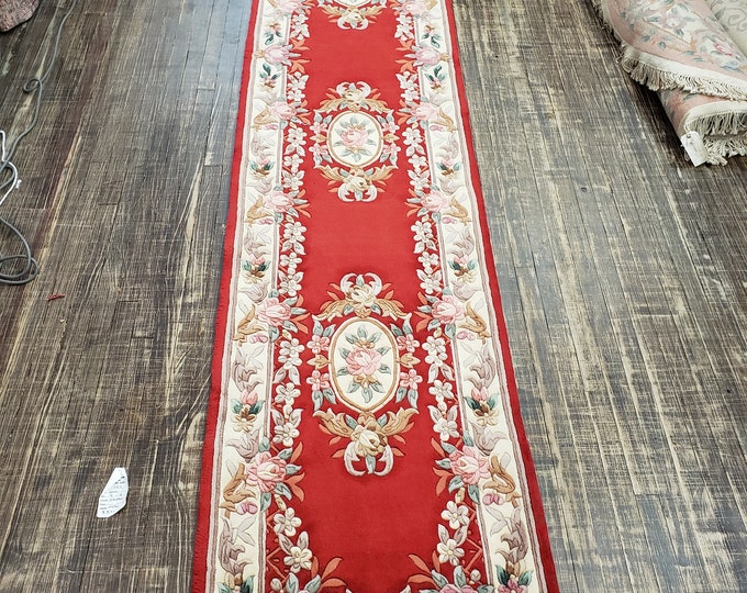 Chinese Art Deco runner Peking rug  90 line wool hand knotted  rug Aubusson Chinese rug size 2'6"×1'4" oriental rug red Chinese rug