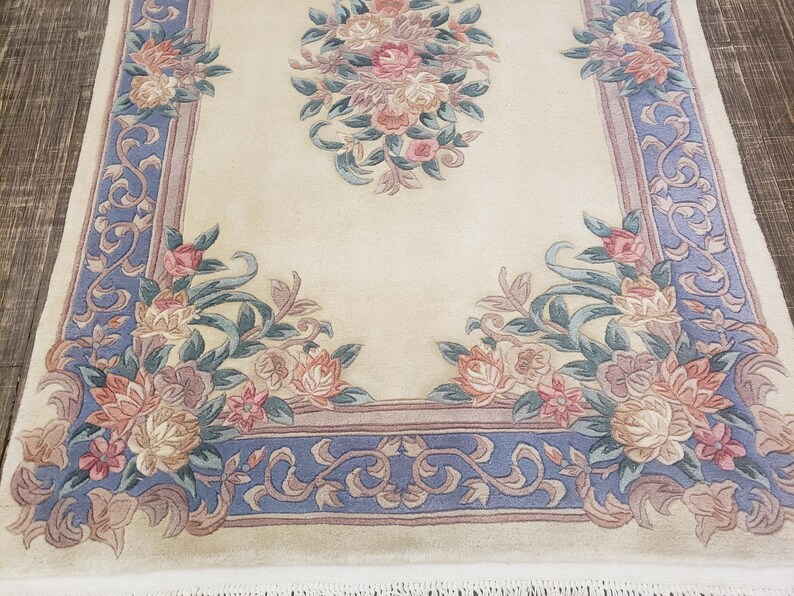 Vintage Chinese Peking Rug, Floral Aubusson Style (4x6) - Etsy