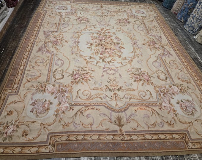Aubusson rugs  french Aubusson flat wove rug Savanery rug Flemish carpet wool Aubusson rug European rugs,Needlepoint red  Aubusson 8'×10'
