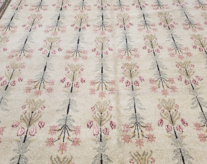 Chinese Art Deco Savanery rug  120 line wool hand knotted  rug Aubusson Chinese rug size 9'×12'  English garden beige background Chinese rug