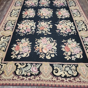 Aubusson rugs  french Aubusson flat wove rug Savanery rug Flemish carpet wool Aubusson rug European rugs,Needlepoint gold Aubusson 8&#39;×10&#39;