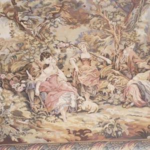 French tapestry rug Flemish carpet wool Aubusson tapestry rug European wall hanging tapestry 4&#39;7×9&#39; English garden