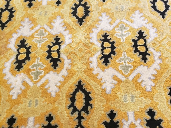 Chinese Art Deco Peking rug  Tibetan wool hand knotted excellent quality wool Arts and crafts rug size 6'×8'8" oriental rug gold & black rug