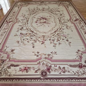 Aubusson rugs  french Aubusson flat wove rug Savanery rug Flemish carpet wool Aubusson rug European rugs,Needlepoint Aubusson 9&#39;10&quot;×13&#39;9&quot;