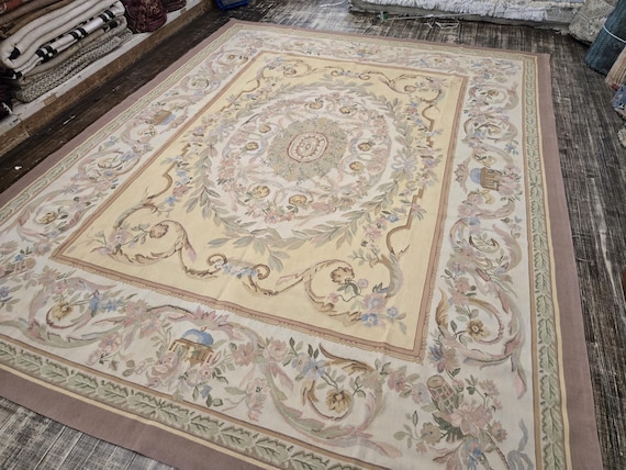Aubusson rugs  french Aubusson flat wove rug Savanery rug Flemish carpet wool Aubusson rug European rugs,Needlepoint red  Aubusson 8'×10'