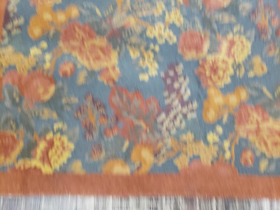 Art deco Chinese hook rug hook Chinese rug  hand made wool hook rug floral design with fish&shell  rug size 5'6"×8'6" wool oriental rug