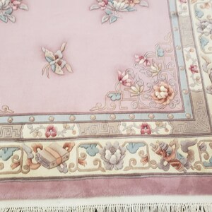 Art Deco Peking Rug Aubusson, Pink Wool Carpet 6'x9' - Etsy